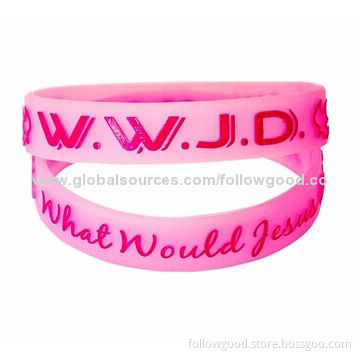 1/2 Inch Debossed Color Filled Silicone Bracelet, Customized Sizes, Shapes and Packing Available